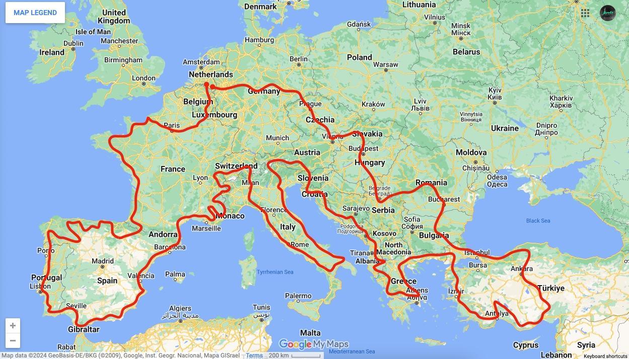 My route plan around Europe 🇪🇺