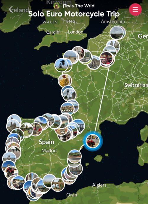 Polarstep map solo Euro motorcycle trip 2024, Europe 🇪🇺