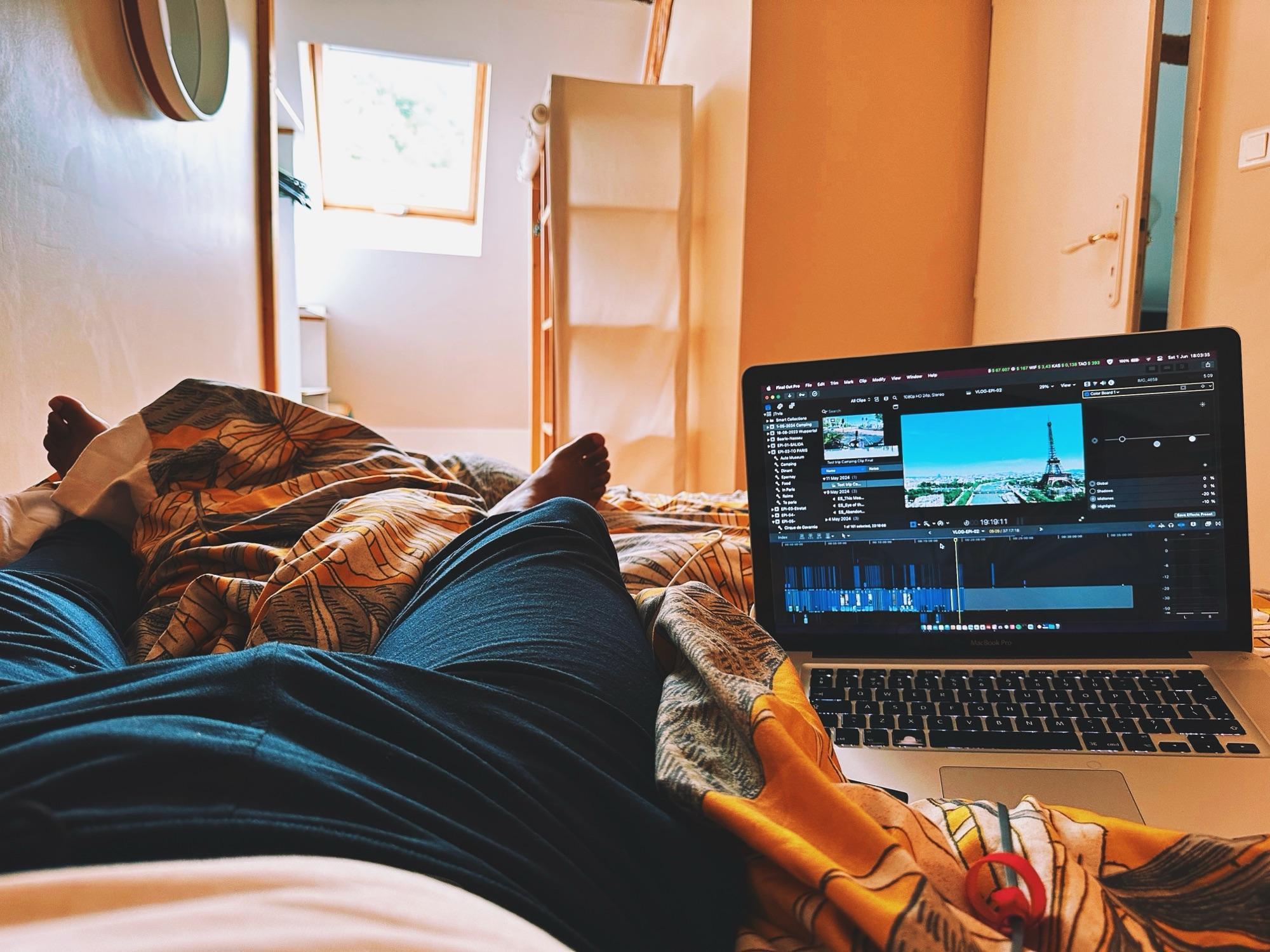 Editing in an Airbnb, Esterre, Pyrenees, France ๐ซ๐ท