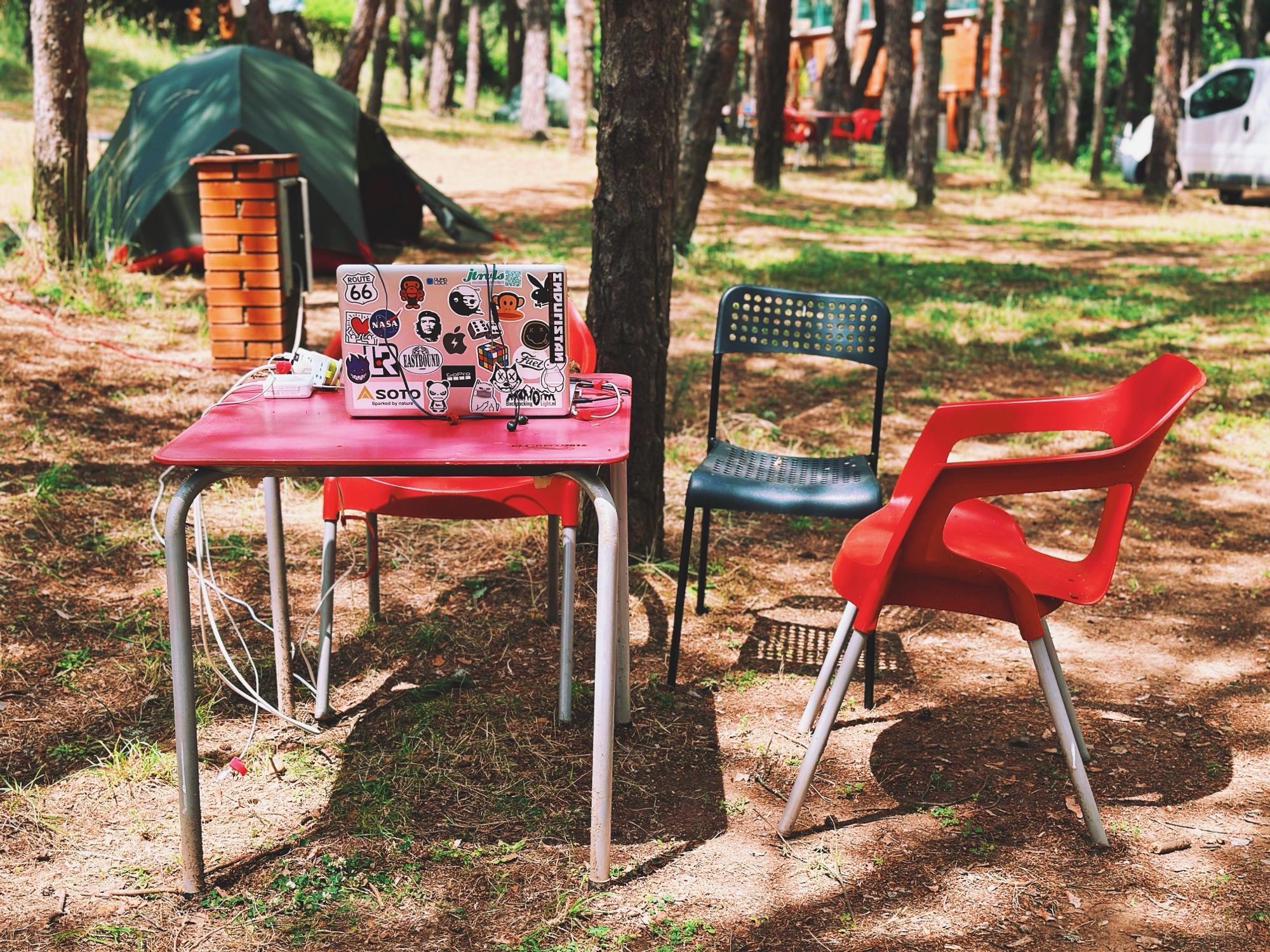 My office outside camping, Leรณn, Spain ๐ช๐ธ