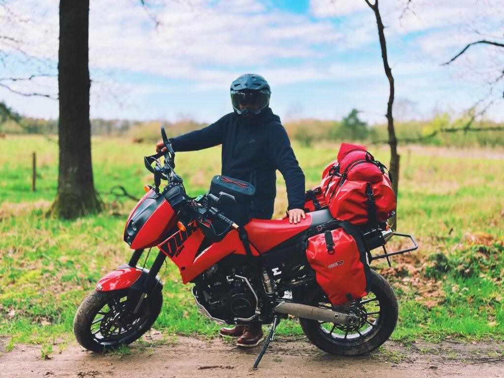 Me, Nacho packed and ready for adventure